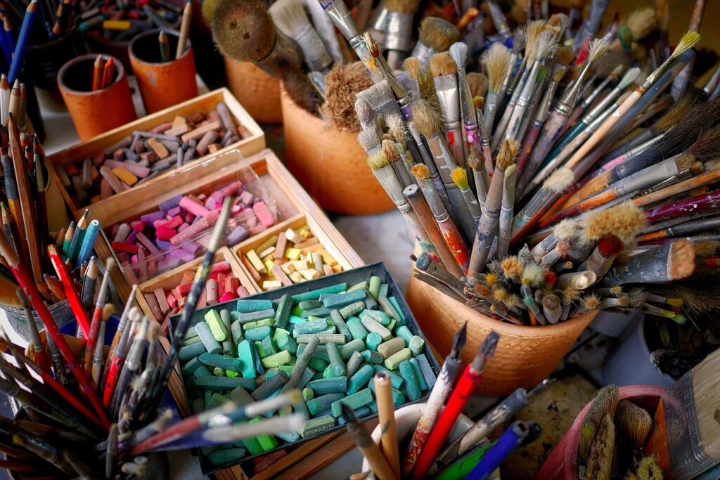 brushes, chalks, colorful, art materials, art supplies, coloring materials, paint, pens, art, artistic, creative, art supplies, art supplies, art, art, art, art, art